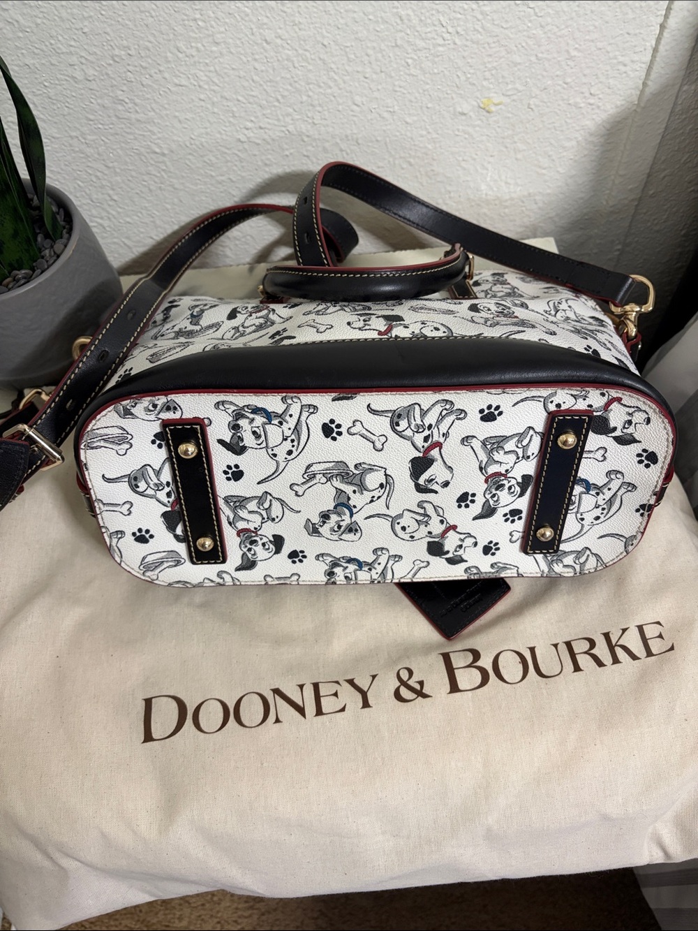 Dooney & Bourke Disney 101 Dalmatian Print Satchel with Red Trim - Picture 9 of 14